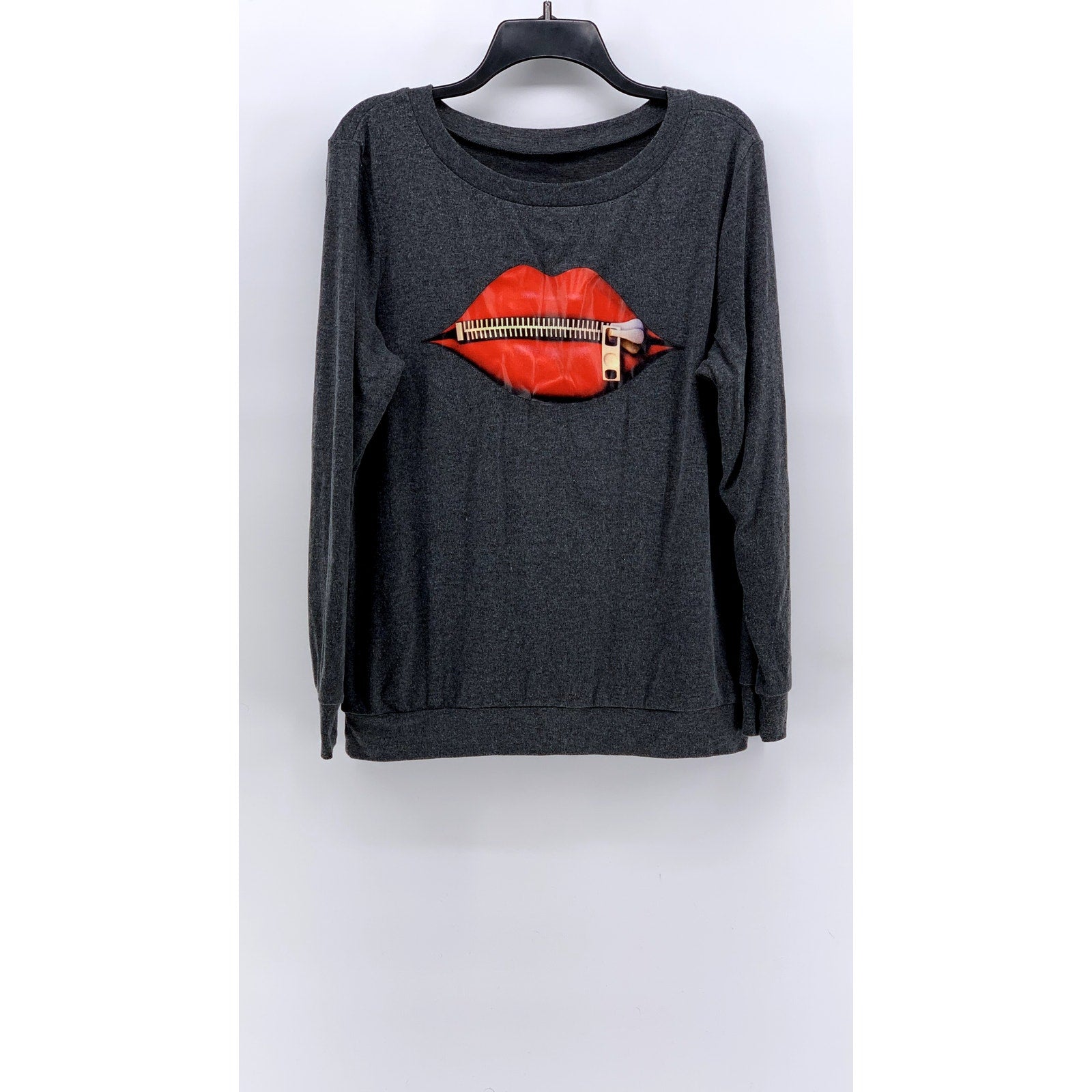UNBRANDED Women's Charcoal Graphic Long Sleeve Sweatshirt SZ M