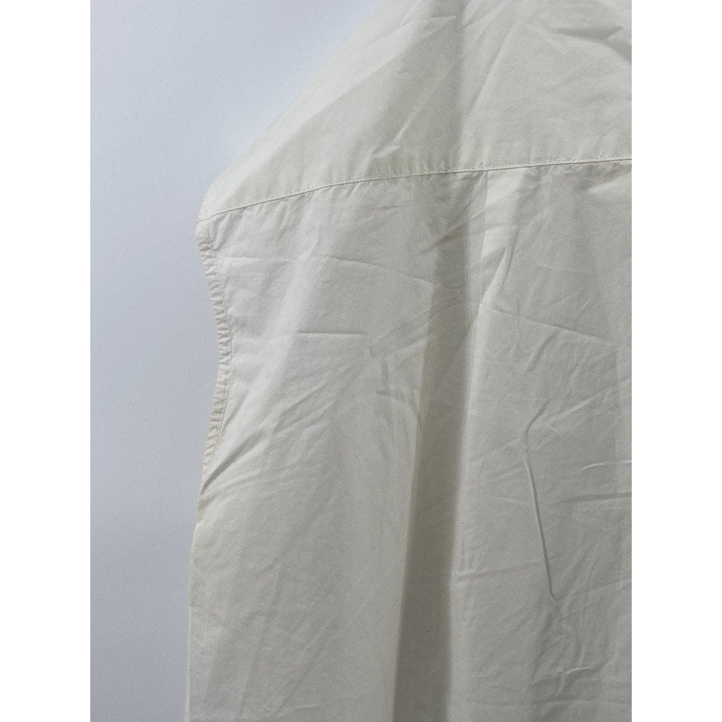 MUJI Women's Off-White V-Neck Henley Sleeveless Chest Pockets A-Line Dress SZ M