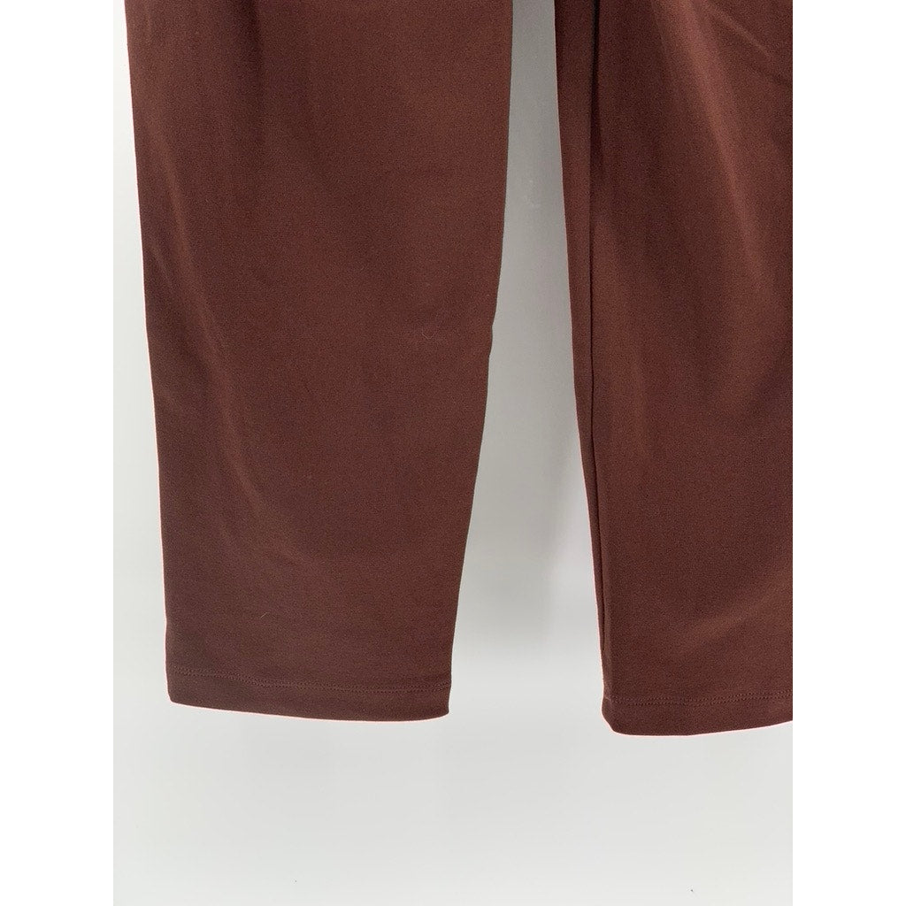 A NEW DAY Women's Brown Solid Pull-On Casual Straight-Leg Pant SZ S