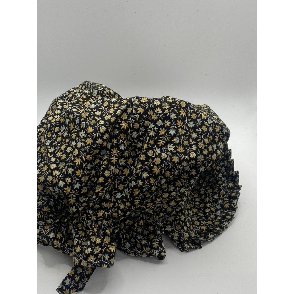 UNBRANDED Women’s Black Floral Print Ruffle Prairie Hat SZ L