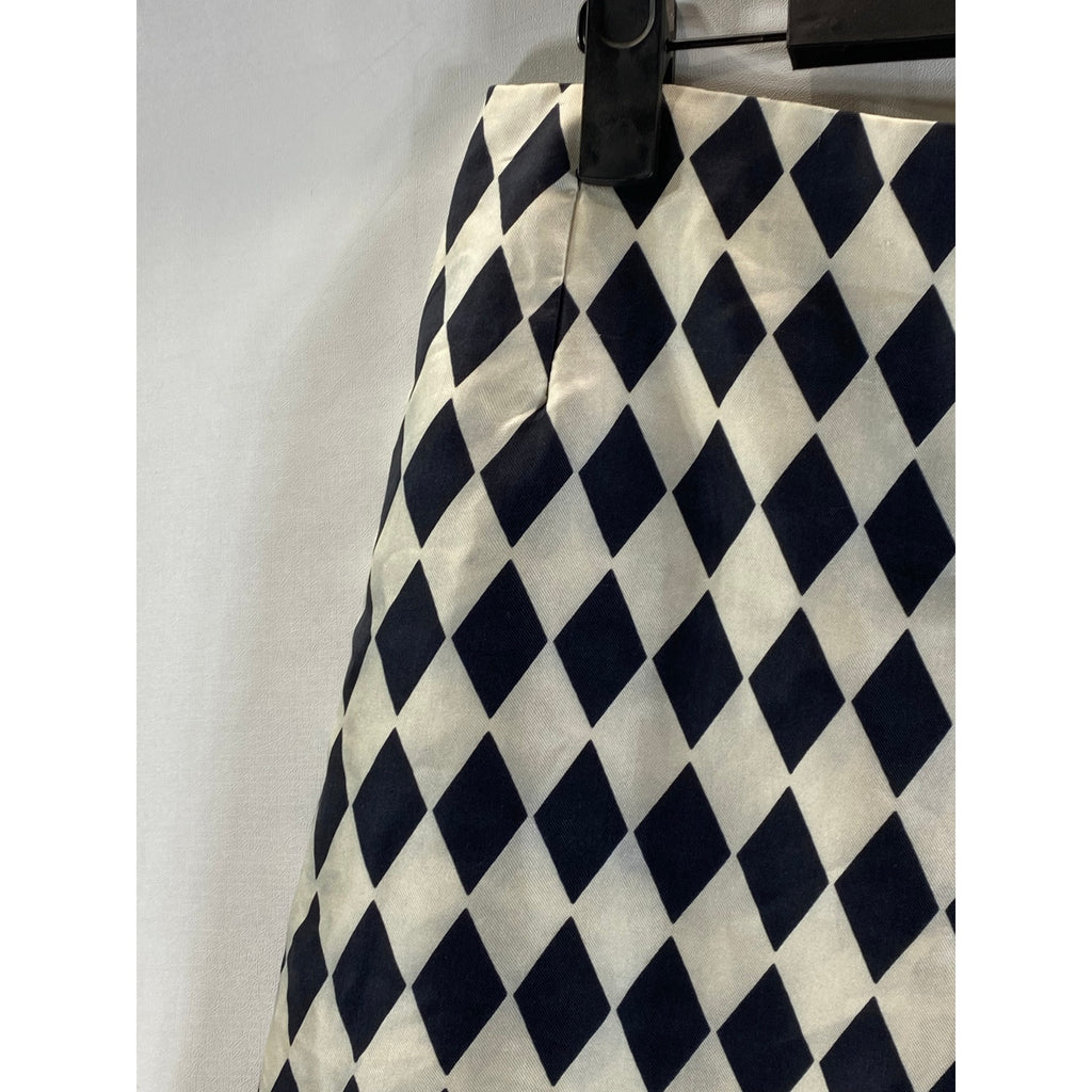 Women's Beige/Black Checkered Side-Zip Mini Skirt SZ S