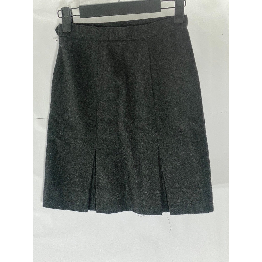 UNBRANDED Women's Vintage Dark Gray Wool-Blend Prep Core Mini Skirt SZ S