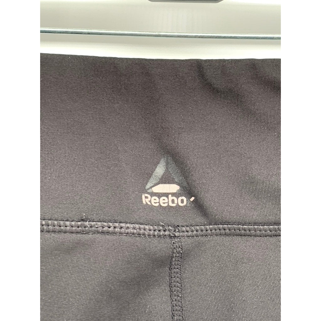 REEBOK Women's Black Solid High-Rise Capri Leggings SZ M