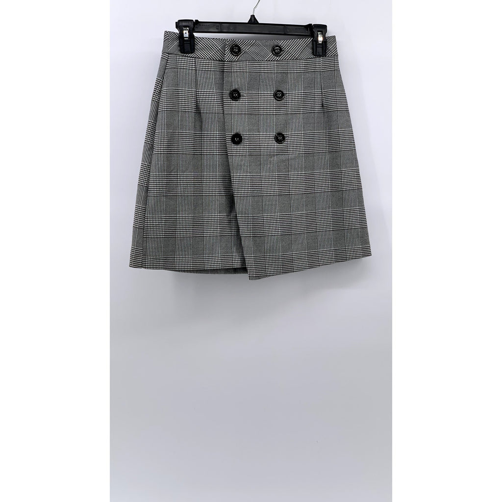 ZARA BASIC Women's Gray-Black Plaid Mini Skirt SZ XS