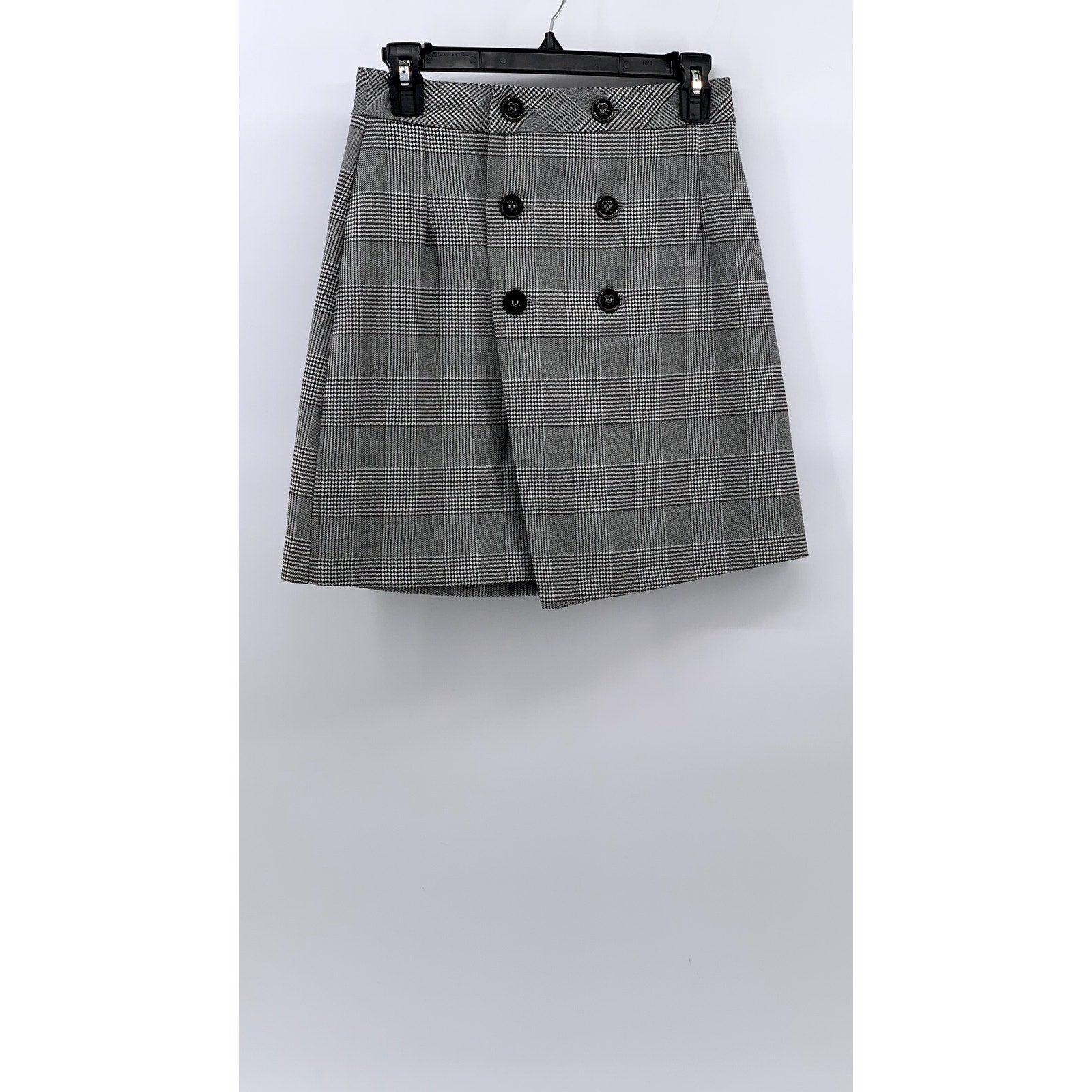 ZARA BASIC Women's Gray-Black Plaid Mini Skirt SZ XS