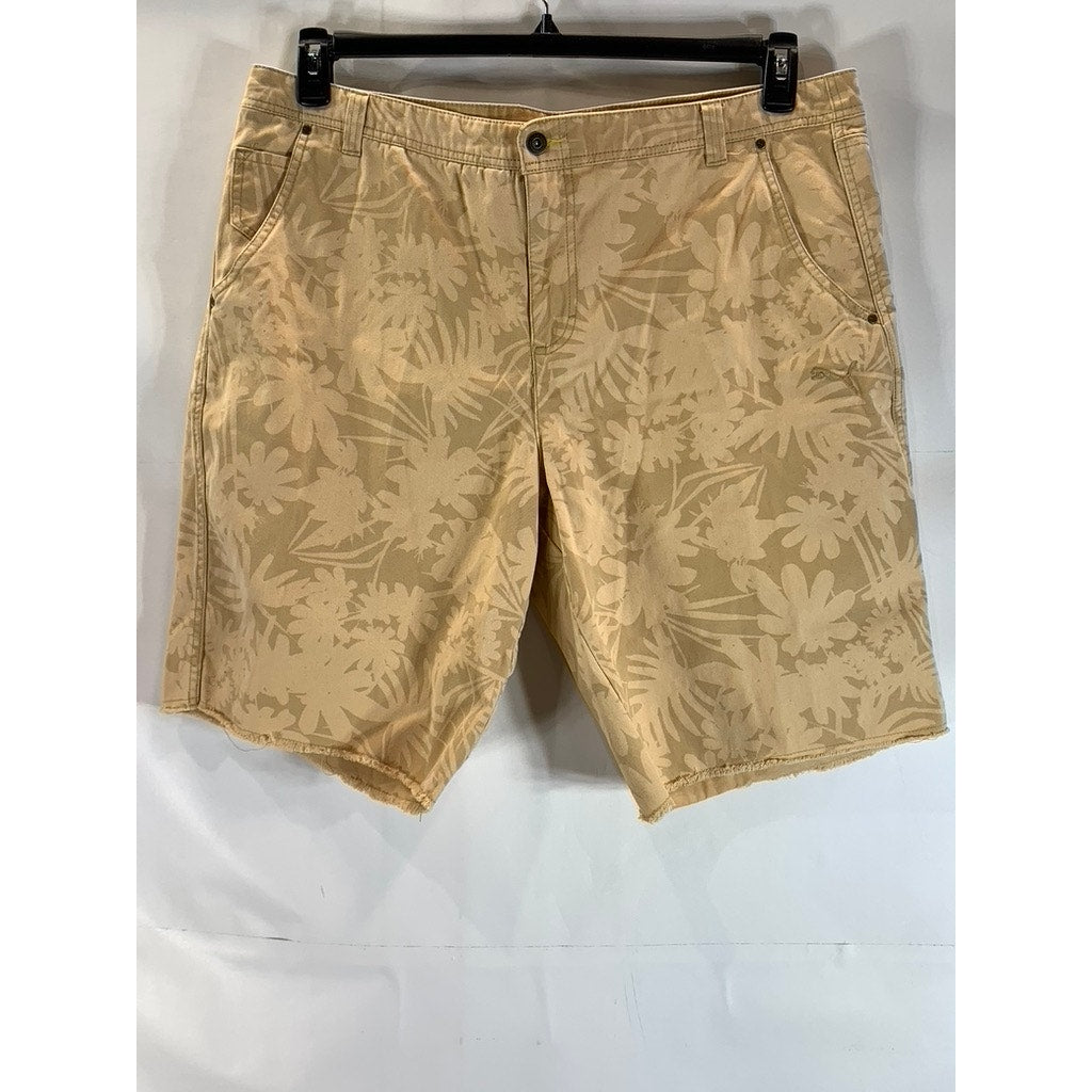 PUMA Men's Tan Tropical Print Regular-Fit Raw Hem Chino Shorts SZ 38