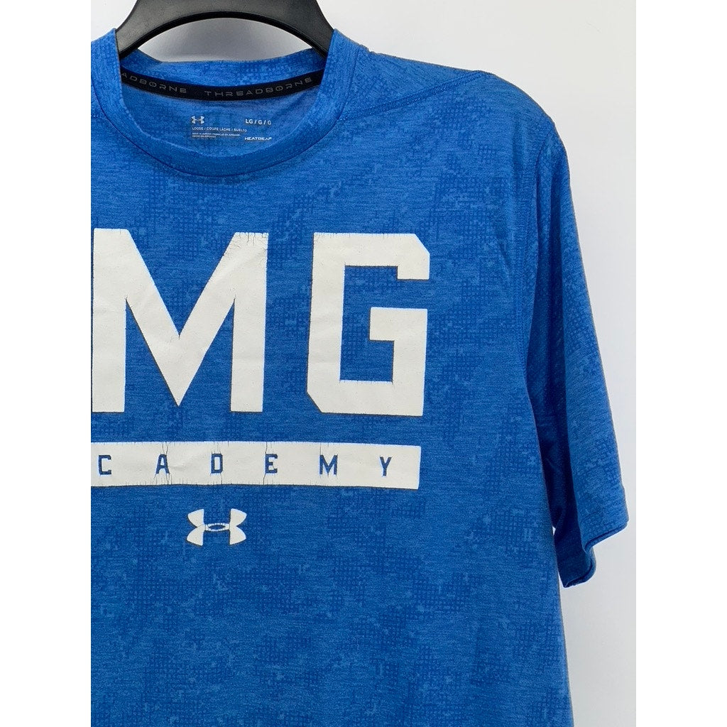 UNDER ARMOUR Men's Blue HeatGear Loose Fit Logo T-Shirt SZ L