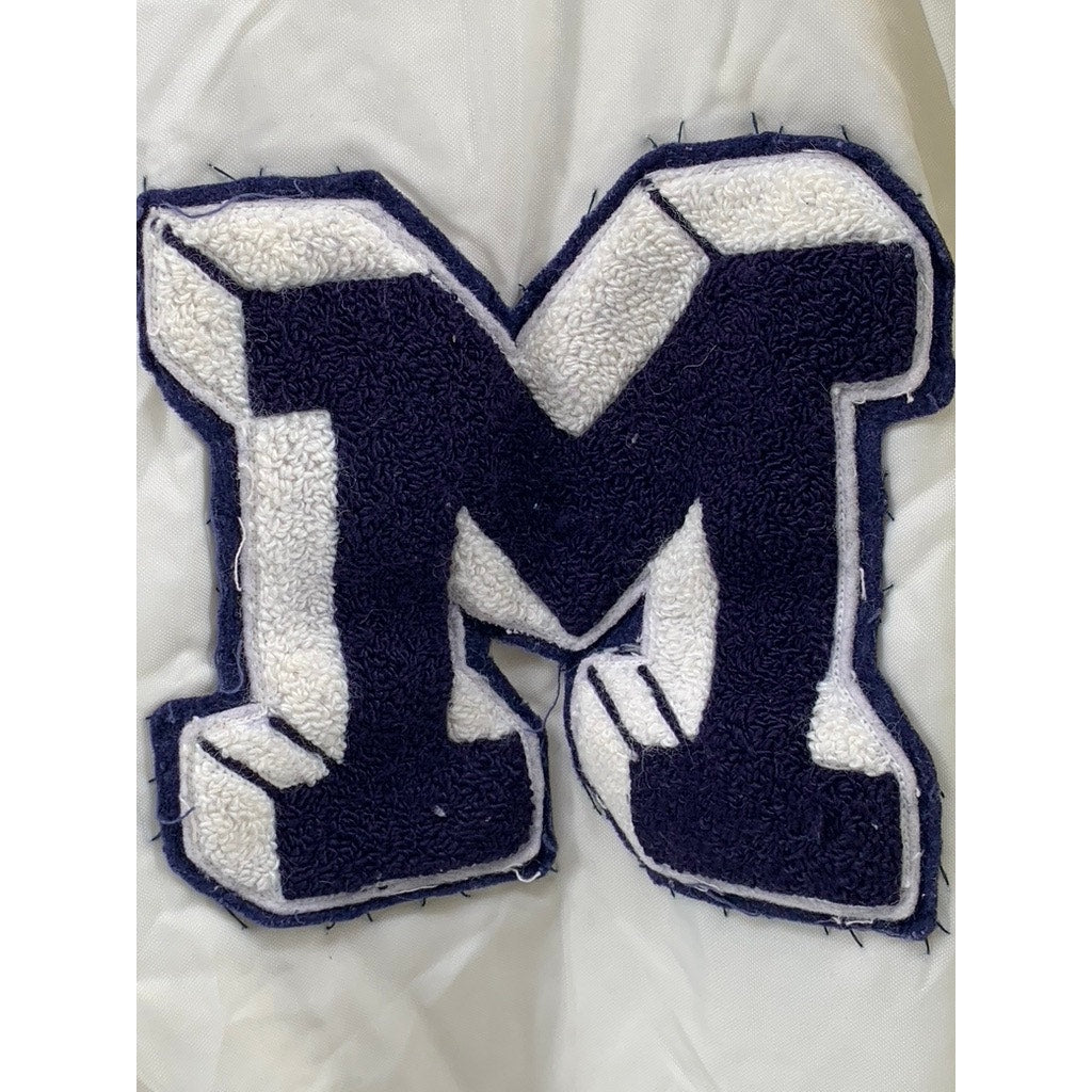 DELONG Women's White-Navy Vintage Varsity Cheerleader Jacket SZ XL