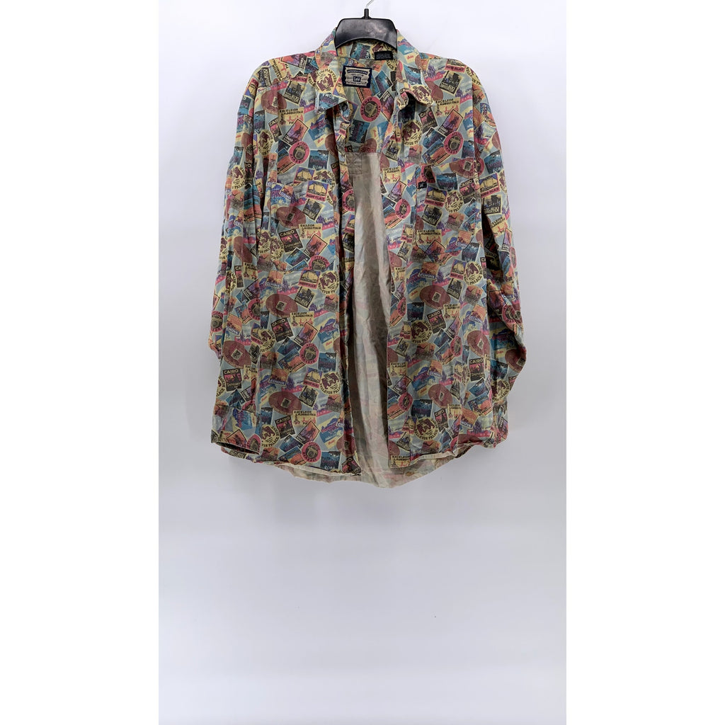 LEE Men's Vintage 90's Printed Regular-Fit Button-Up Long Sleeve Shirt SZ L