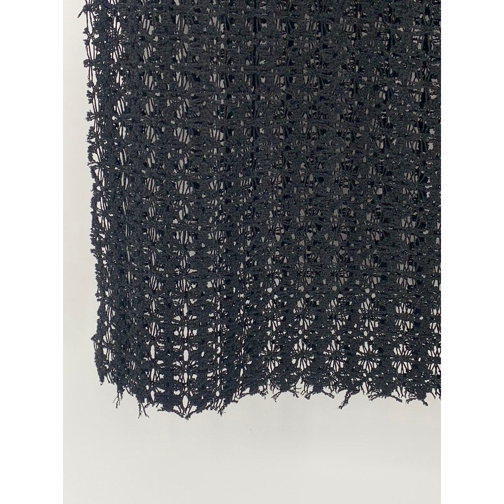 BCBGMAXAZRIA Women's Black Mesh Side-Tie Midi Swim Cover-Up Skirt SZ OS