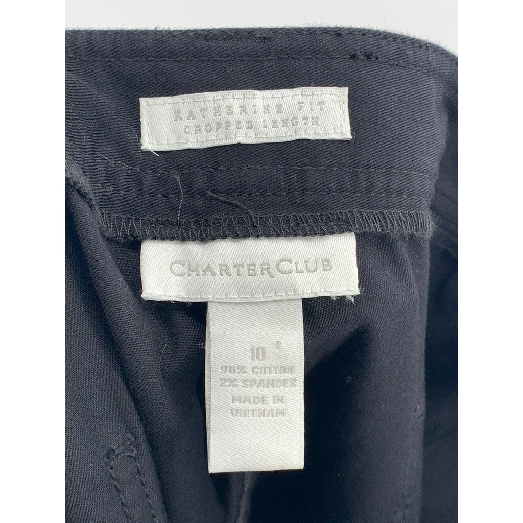 CHARTER CLUB Women's Black Katherine Fit Cropped Pant SZ 10