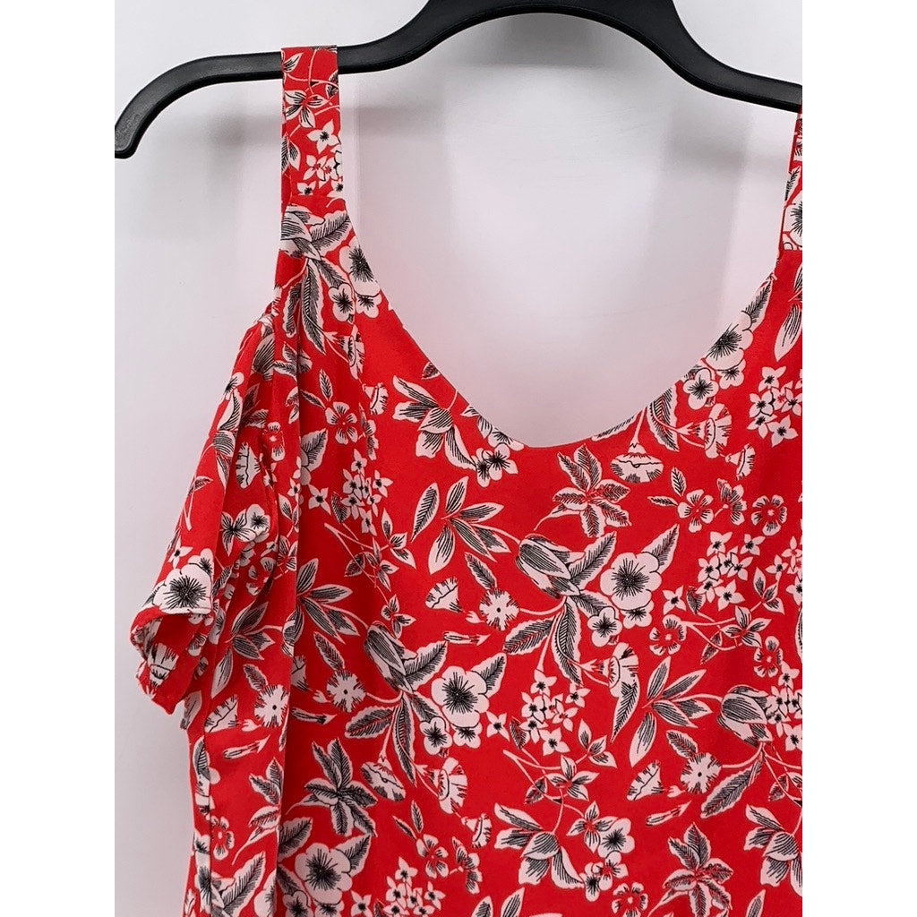 PARAPHRASE Women's Red Floral Cold-Shoulder Top SZ L