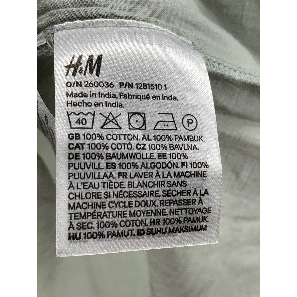 H&M Women's Gray Eyelet Flutter Split Neck Blouse SZ S