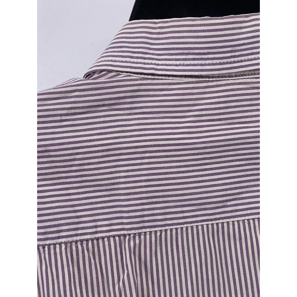 OLD NAVY Men's Burgundy Striped Regular Fit The Classic Shirt SZ XL