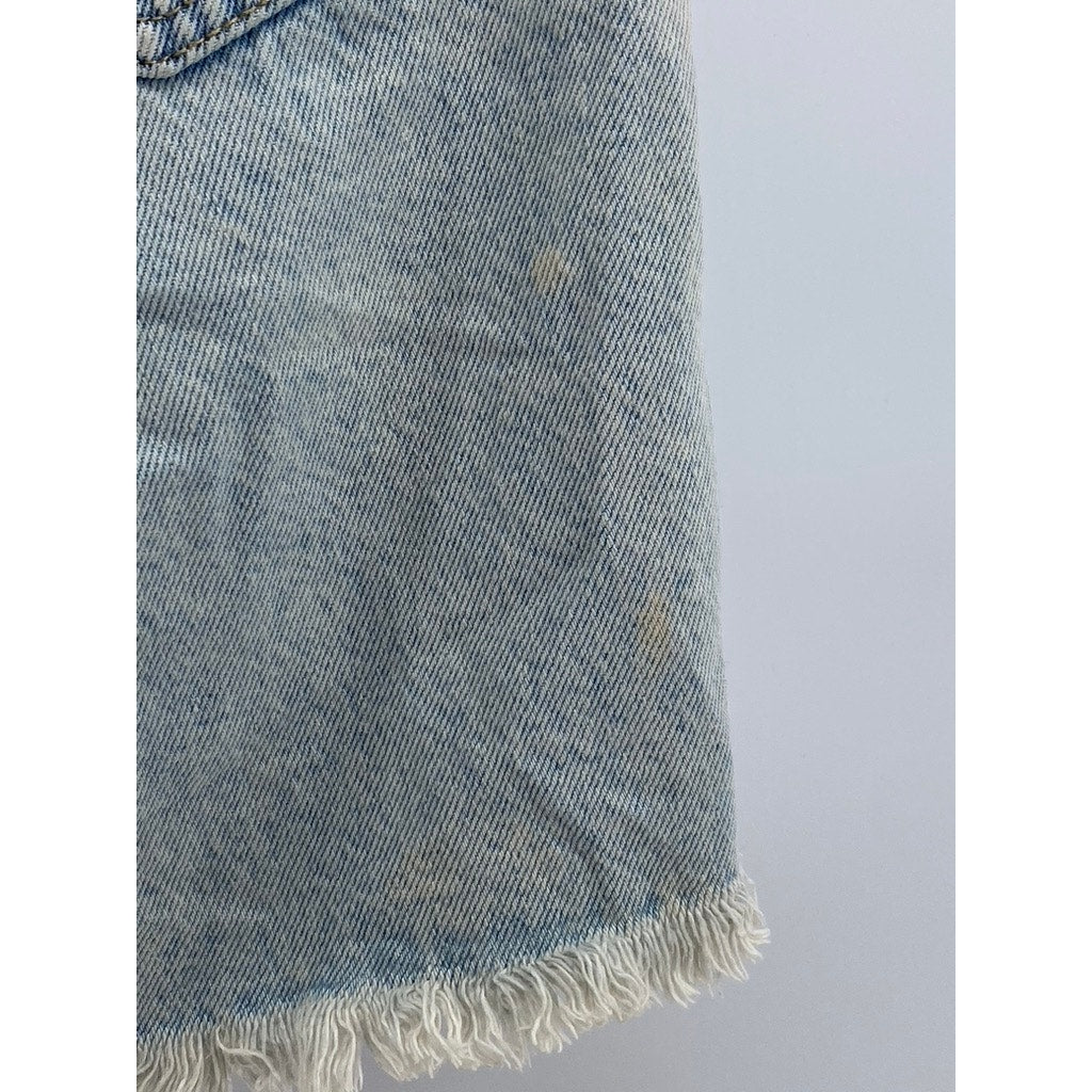 WILD FABLE Women's Light Blue Frayed Asymmetrical Waist High-Rise Shorts SZ 00