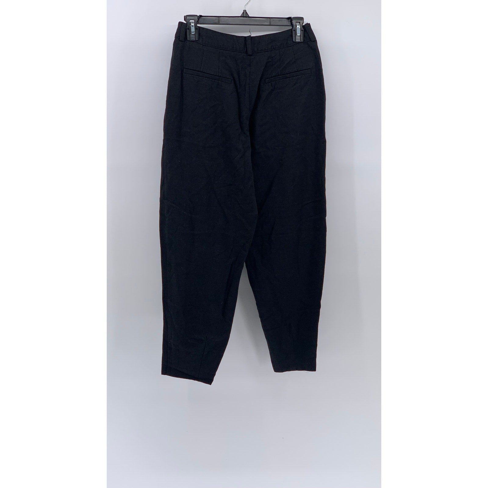ZARA Women's Black Solid Pleated Slim-Leg High-Waist Pants SZ XS