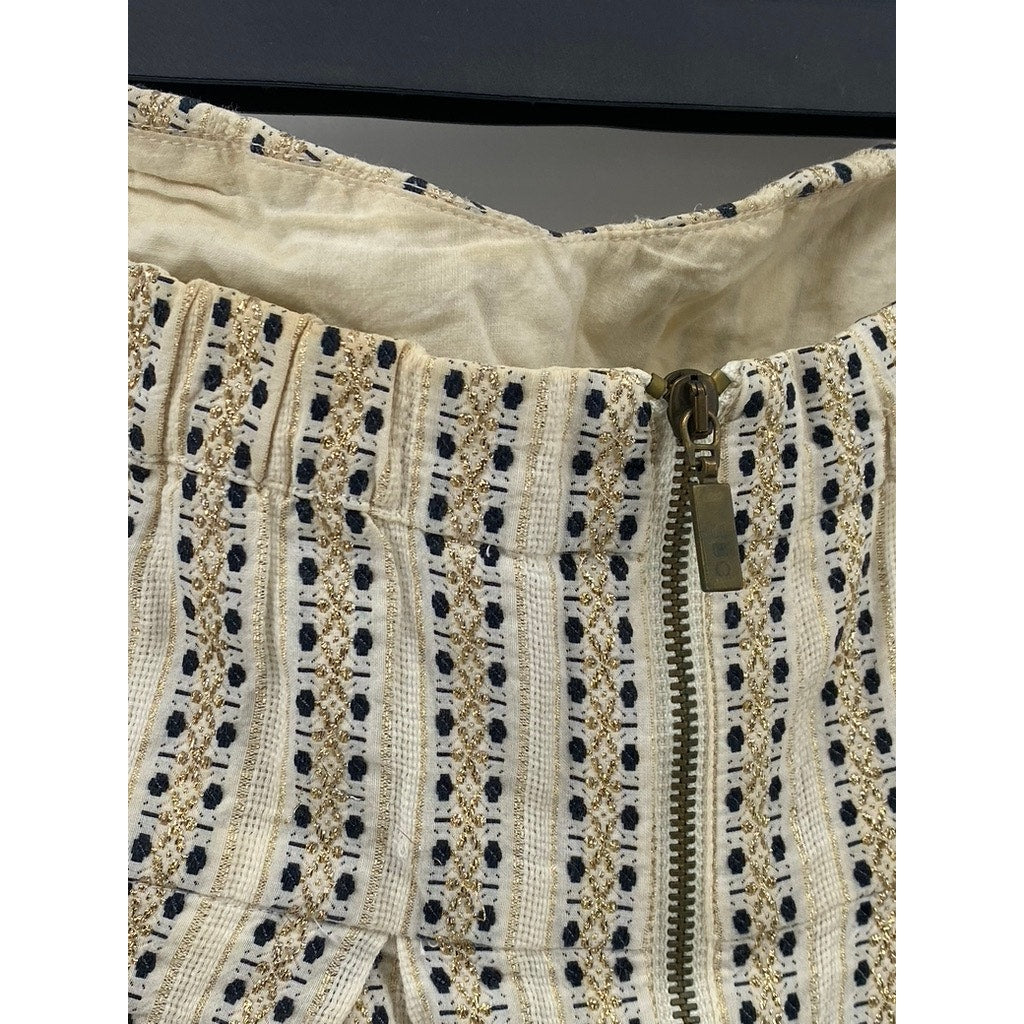 SEE BY CHLOE Women's Beige Printed Strapless Sweetheart Neck Mini Dress SZ 4