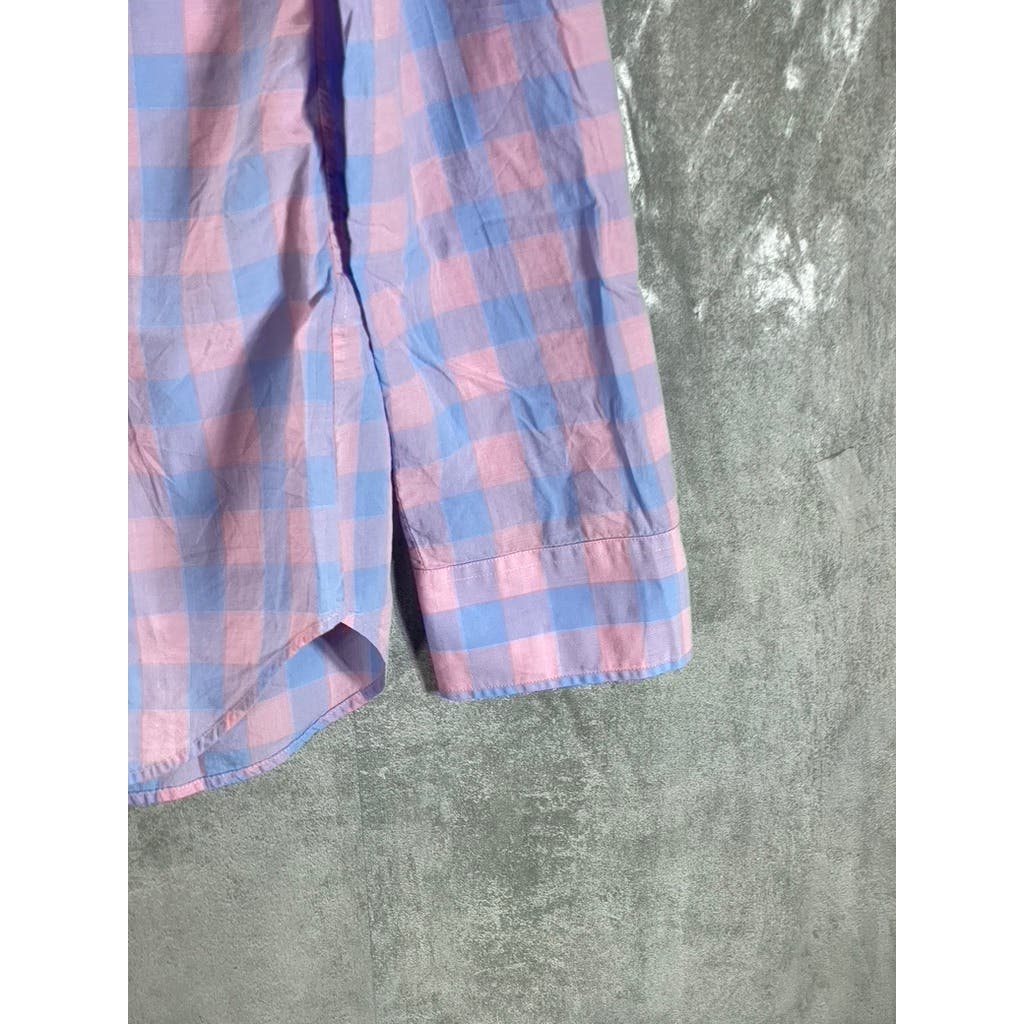 BONOBOS Men's Pink/Blue Gingham Slim-Fit Button-Up Long Sleeve Shirt SZ S