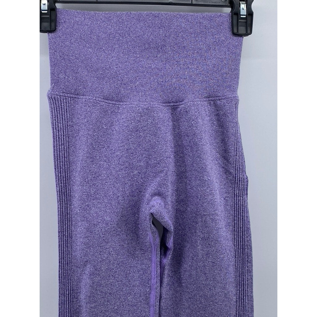FASHION NOVA SPORT Women's Heathered Purple Scrunched High-Waist Leggings SZ XS