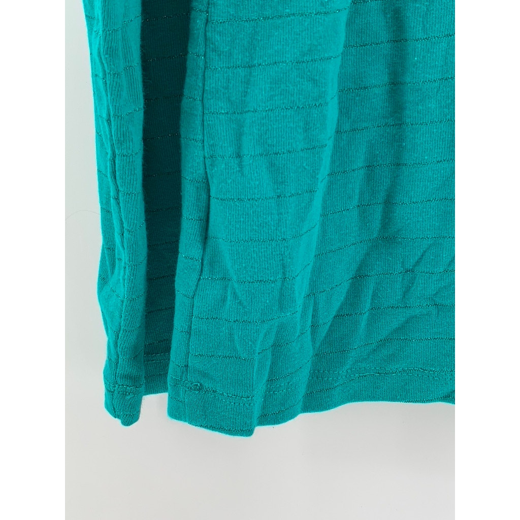TIME AND TRU Women's Green Striped long Sleeve Turtleneck Top SZ M