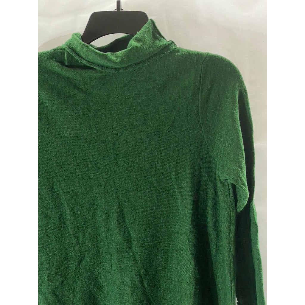 UNBRANDED Women’s Dark Green Tencell-Merino Wool Turtleneck Pullover Sweater SZM
