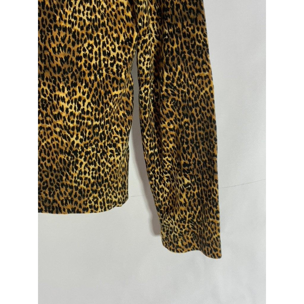 JONES NEW YORK SPORT Women's Brown/Black Animal Print Mock-Neck Top SZ S
