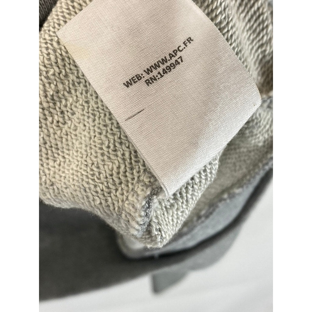 A.P.C RUE MADAME PARIS Men's Heather Gray APC19-87 Logo Crewneck Sweatshirt SZXL
