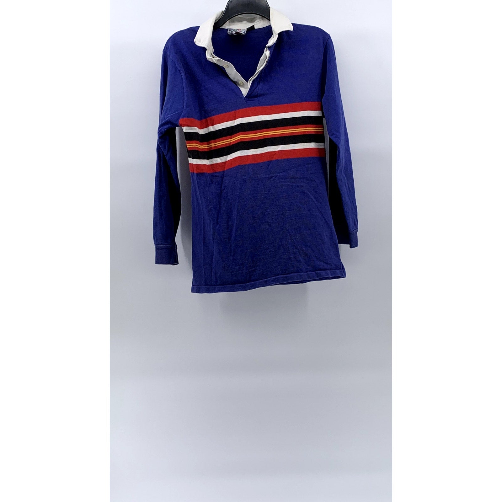 RED BAY RUGGERS BY BERKLEY Men's Vintage Royal Blue-Red Striped Polo Shirt SZ L