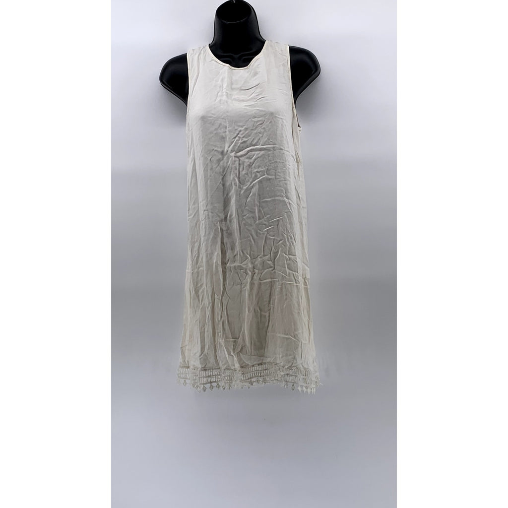 TART Women’s Beige Crewneck Lace-Trim Knee-Length Sleeveless A-Line Dress SZ XS