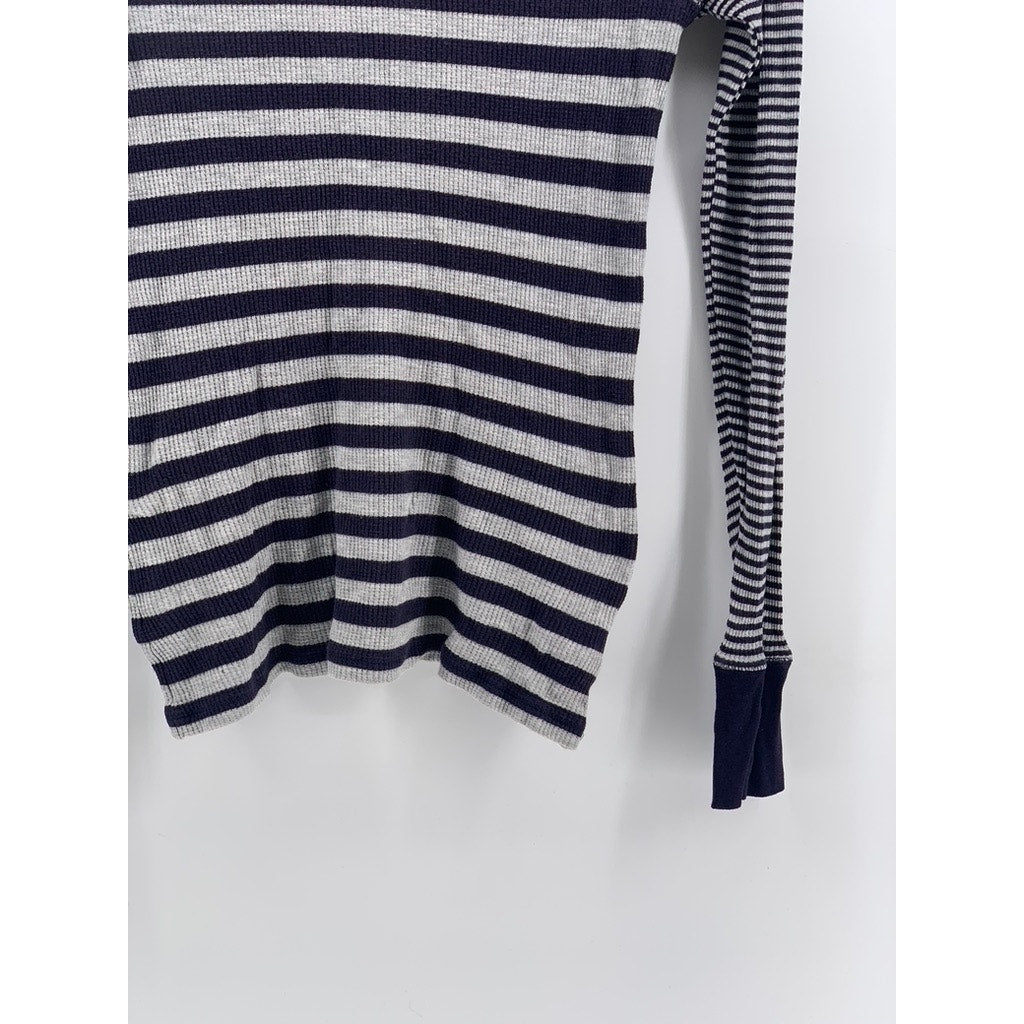 GAP Women's Navy-White Striped Ribbed Long Sleeve Top SZ XS