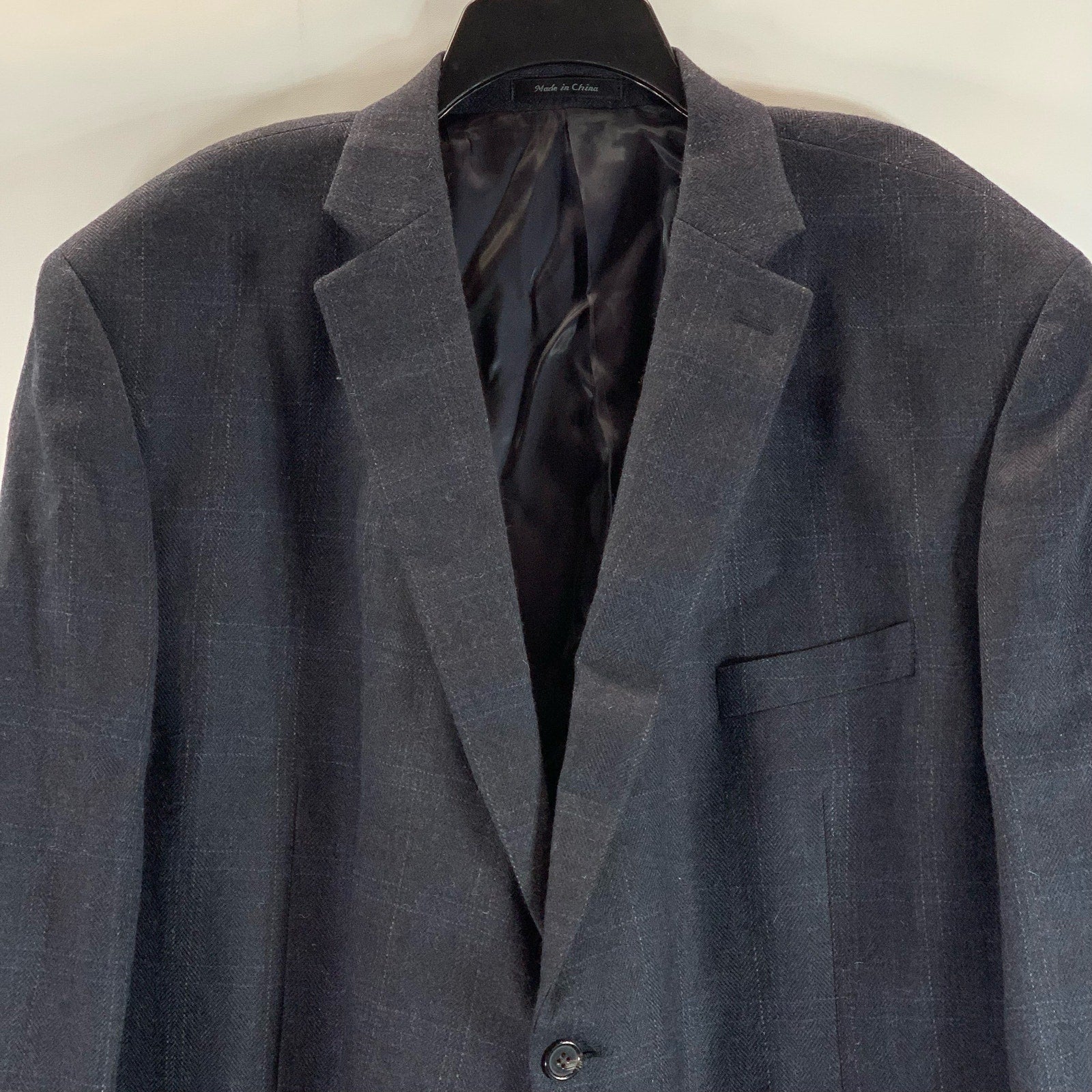 LAUREN RALPH LAUREN Men's Navy Plaid Two-Button Notch Lapel Blazer SZ 54