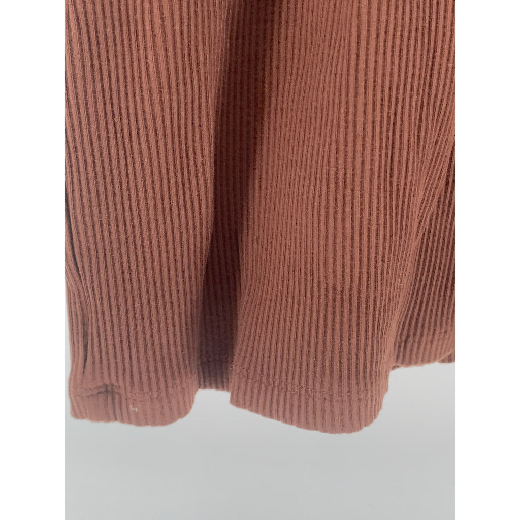 FOREVER 21 Women's Brown Ribbed Scoop-Neck Sleeveless Bodycon Mini Dress SZ S