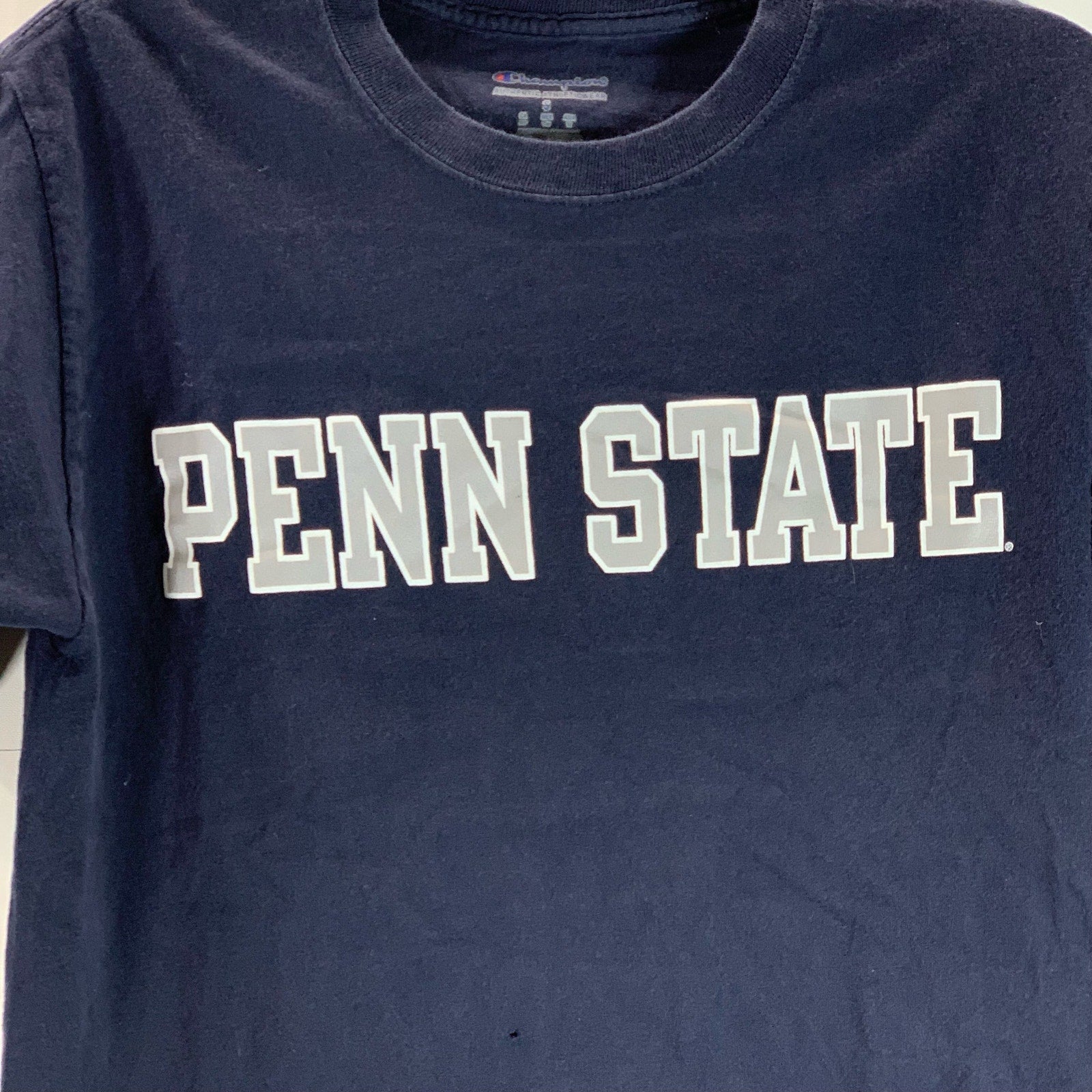 CHAMPION Authentic Men's Navy Crewneck Penn State Logo Short Sleeve T-Shirt SZ S