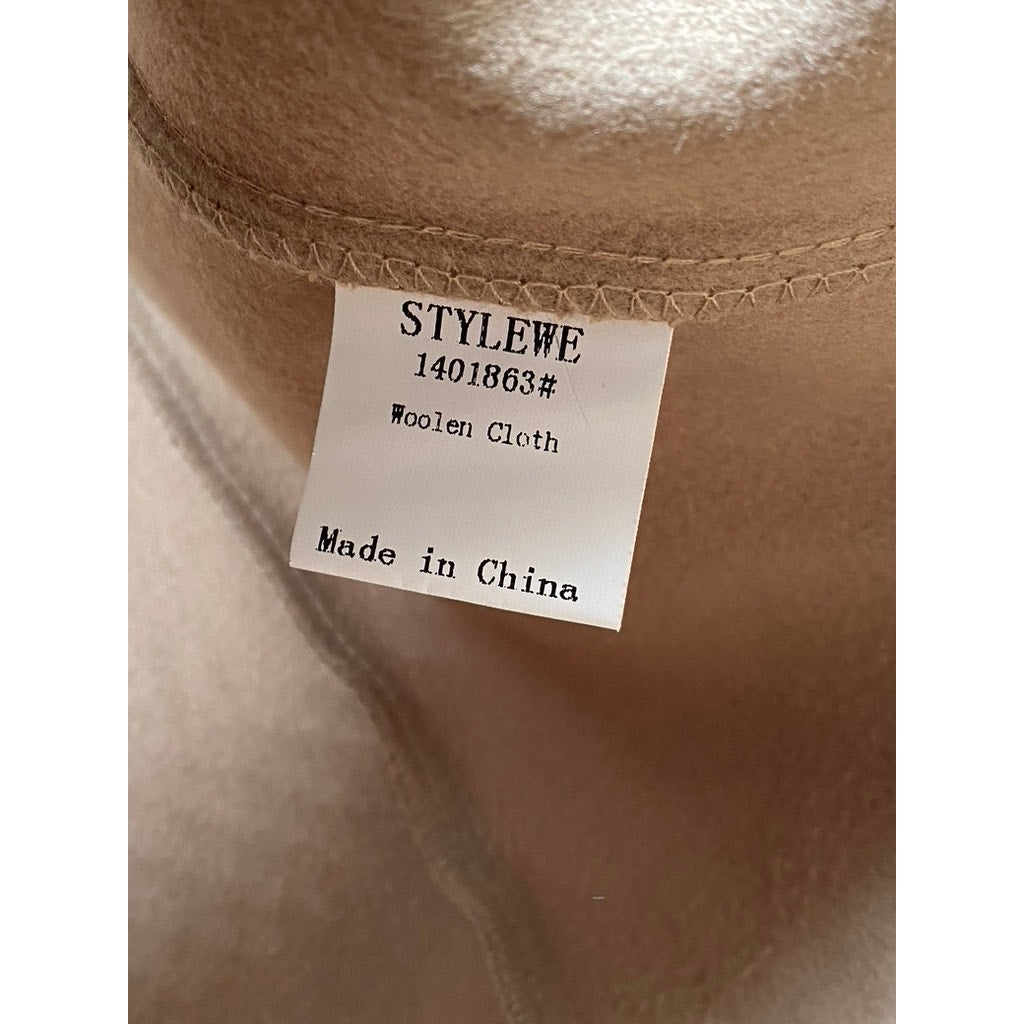 STYLEWE Women's Tan Regular-Fit Double-Button Long Sleeve Coat SZ S