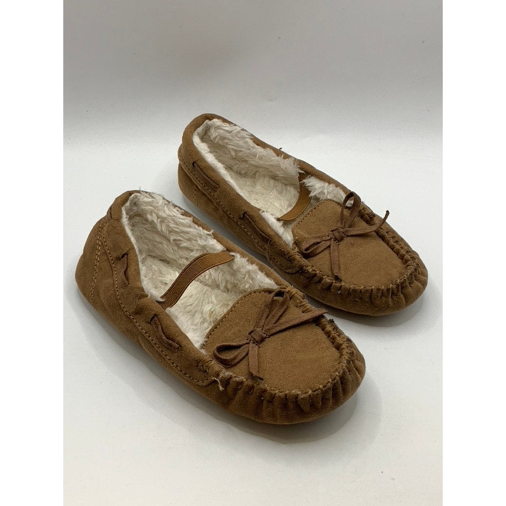 UNBRANDED Little Girls' Tan Faux-Fur Moccasin Slippers SZ 11