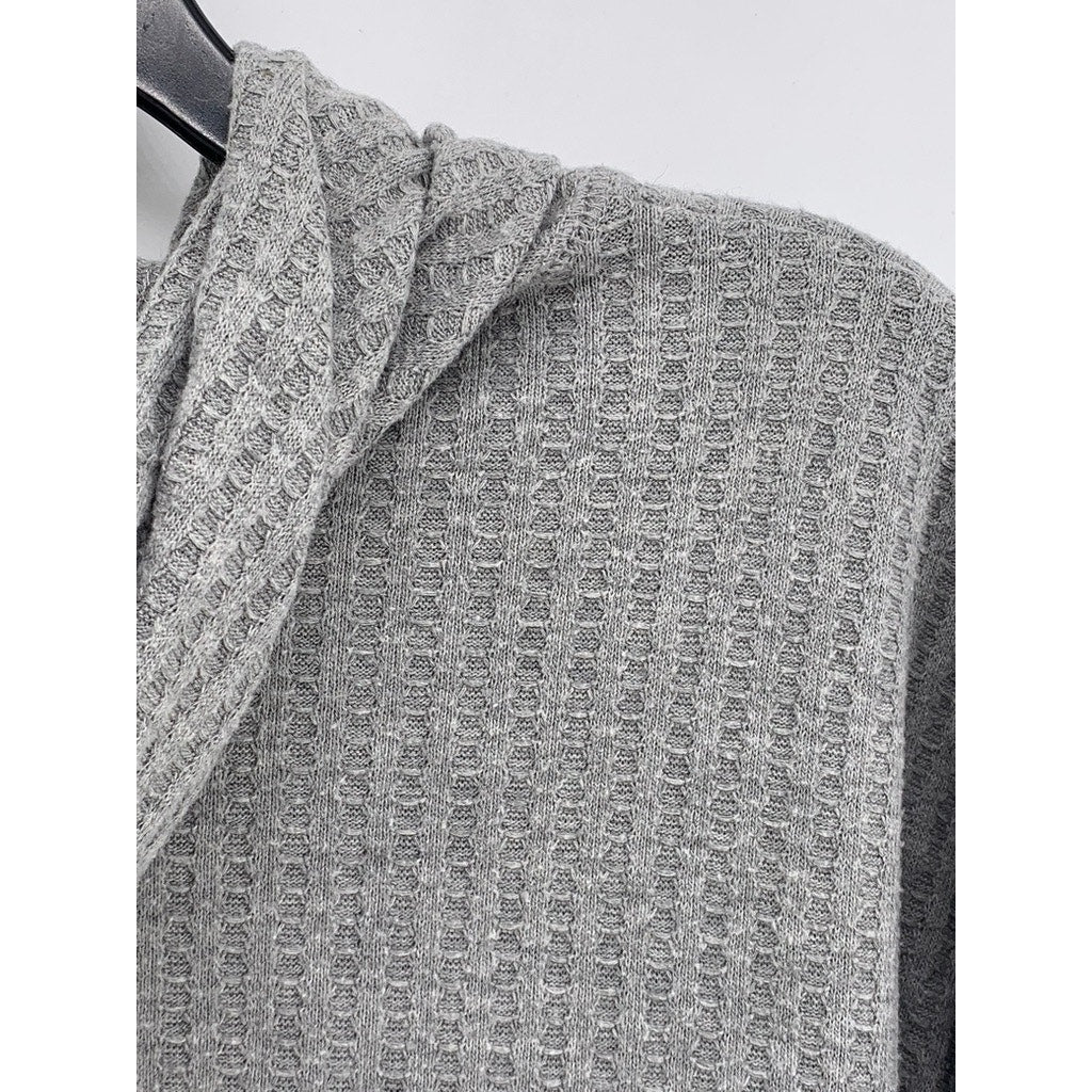 CHASER Women's Gray Waffle-Knit Hooded Lightweight Sweater Top SZ XL