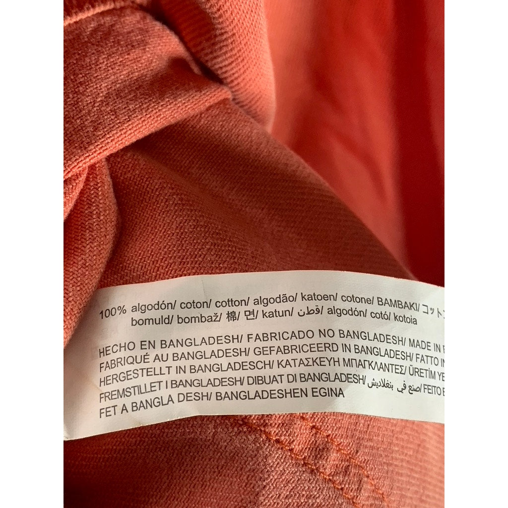 BERSHKA Men's Orange Cotton Four-Pocket Zip-Up Denim Jacket SZ S