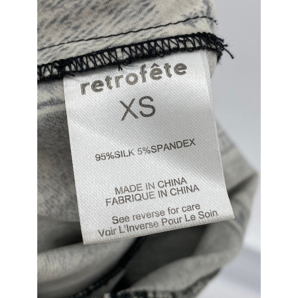 RETROFETE Women's Black-Gray Silk Acadia Spaghetti Strap Side-Slit Dress SZ XS