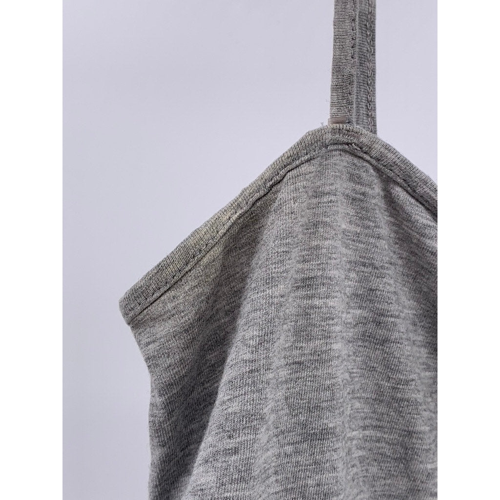 DIVIDED By H&M Women's Gray Straight-Neck Spaghetti Strap Cropped Tank Top SZ M