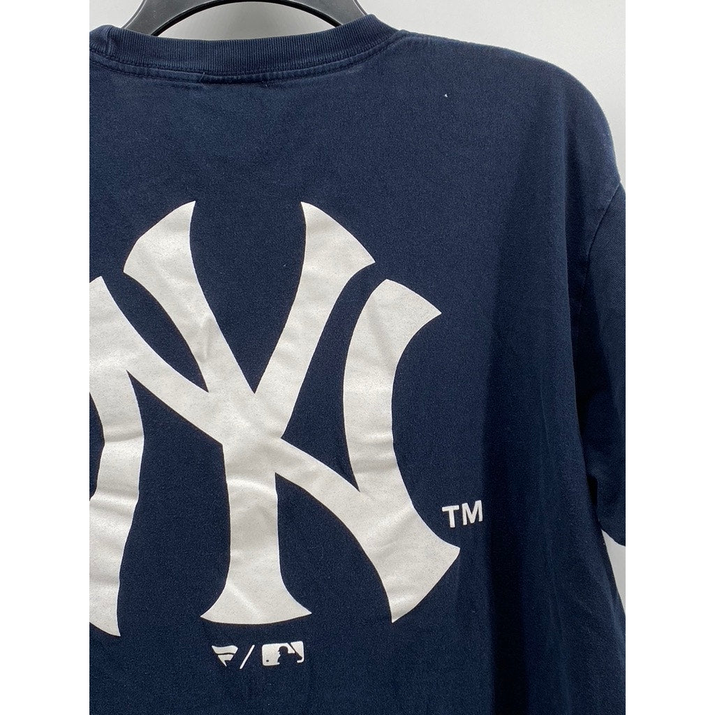 FANATICS Men's Navy-White New York Yankees Crewneck Short Sleeve T-Shirt SZ L