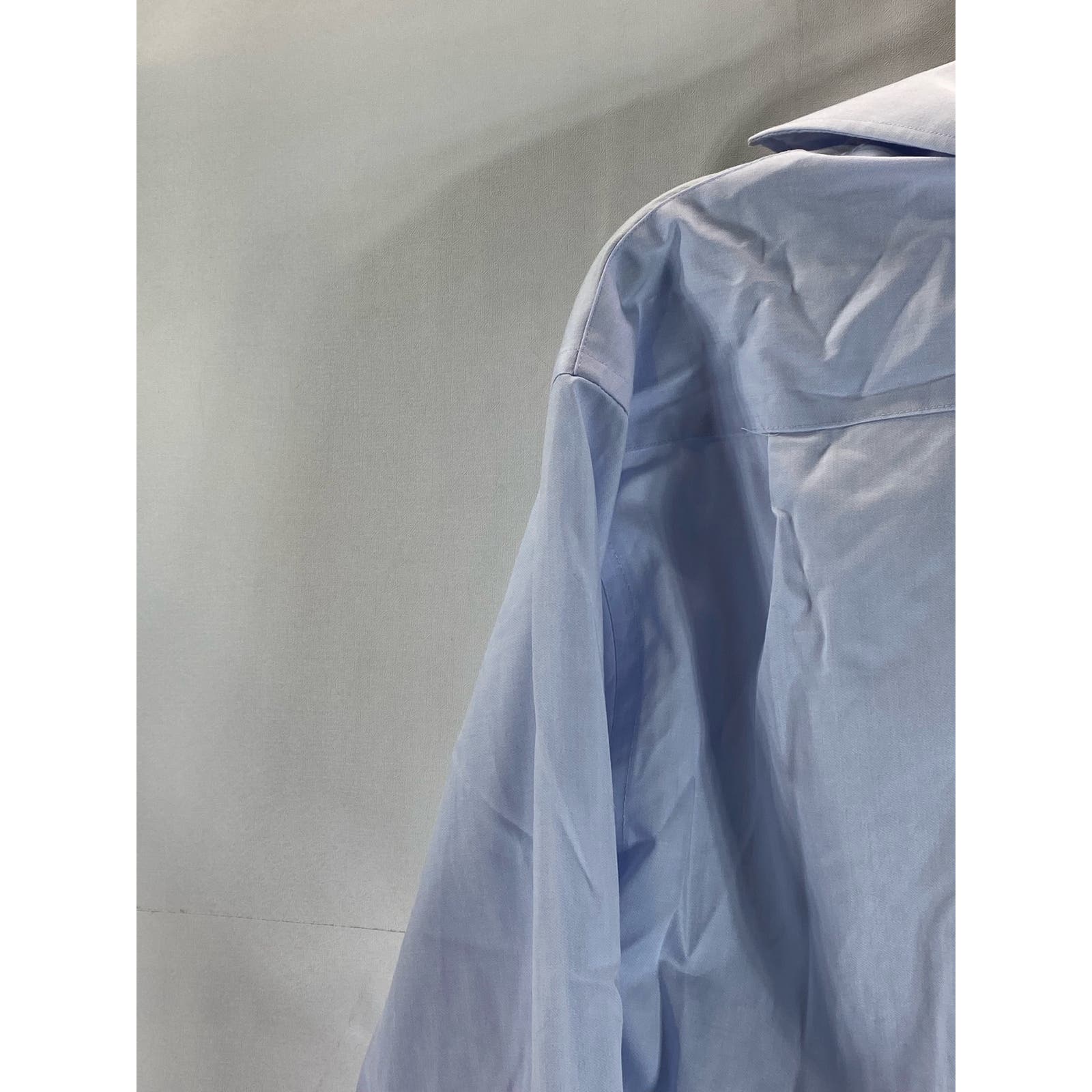 TOMMY HILFIGER Men's Light Blue TH Flex Supima Regular-Fit Stretch Shirt SZ 16