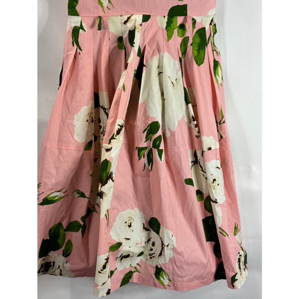 SAMANTHA SUNG Women's Pink Floral Claire Sleeveless Knee-Length Shirtdress SZ 2