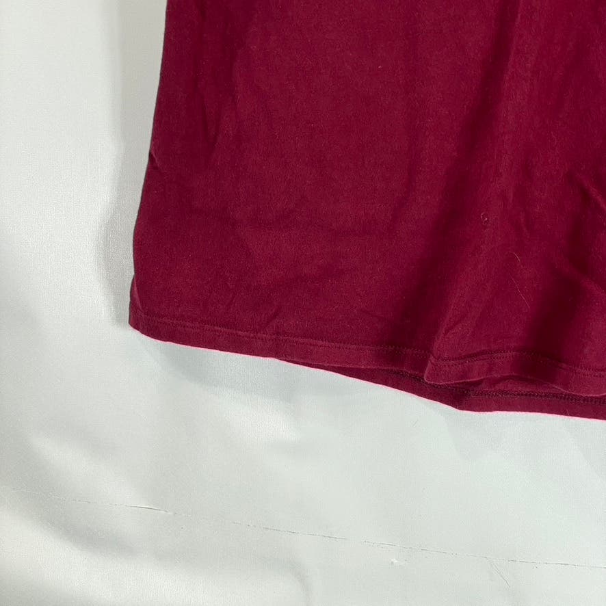NIKE Women’s Burgundy Scoop-Neck Swoosh Logo Athletic Cut Short Sleeve Top SZ L