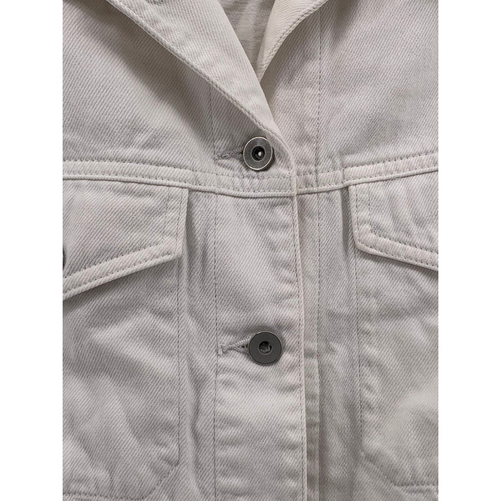 UNIQLO Women's White Denim Button-Up Long Sleeve Cropped Jacket SZ M