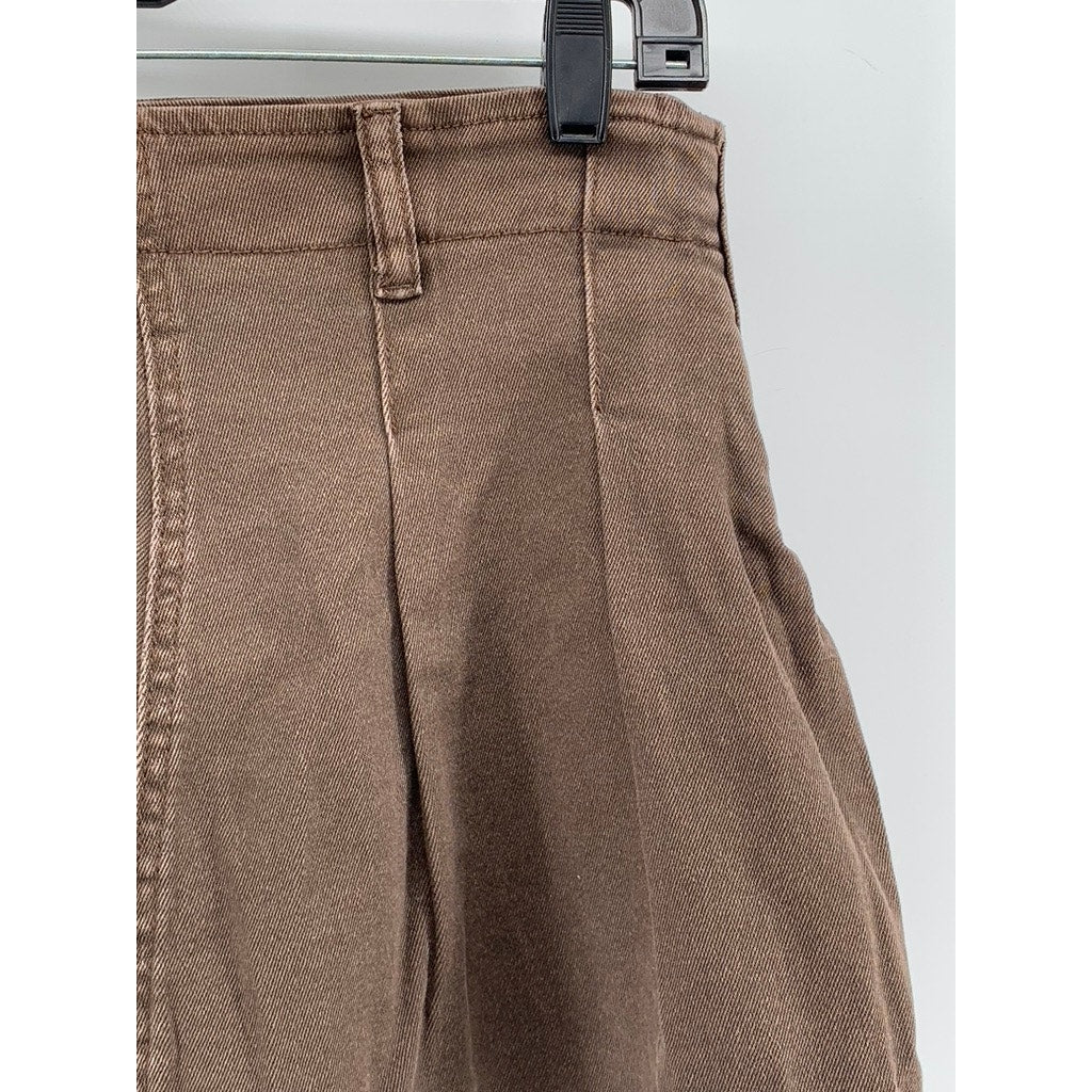 DAZY Women's Brown Denim Pleated A-Line Mini Skort SZ L