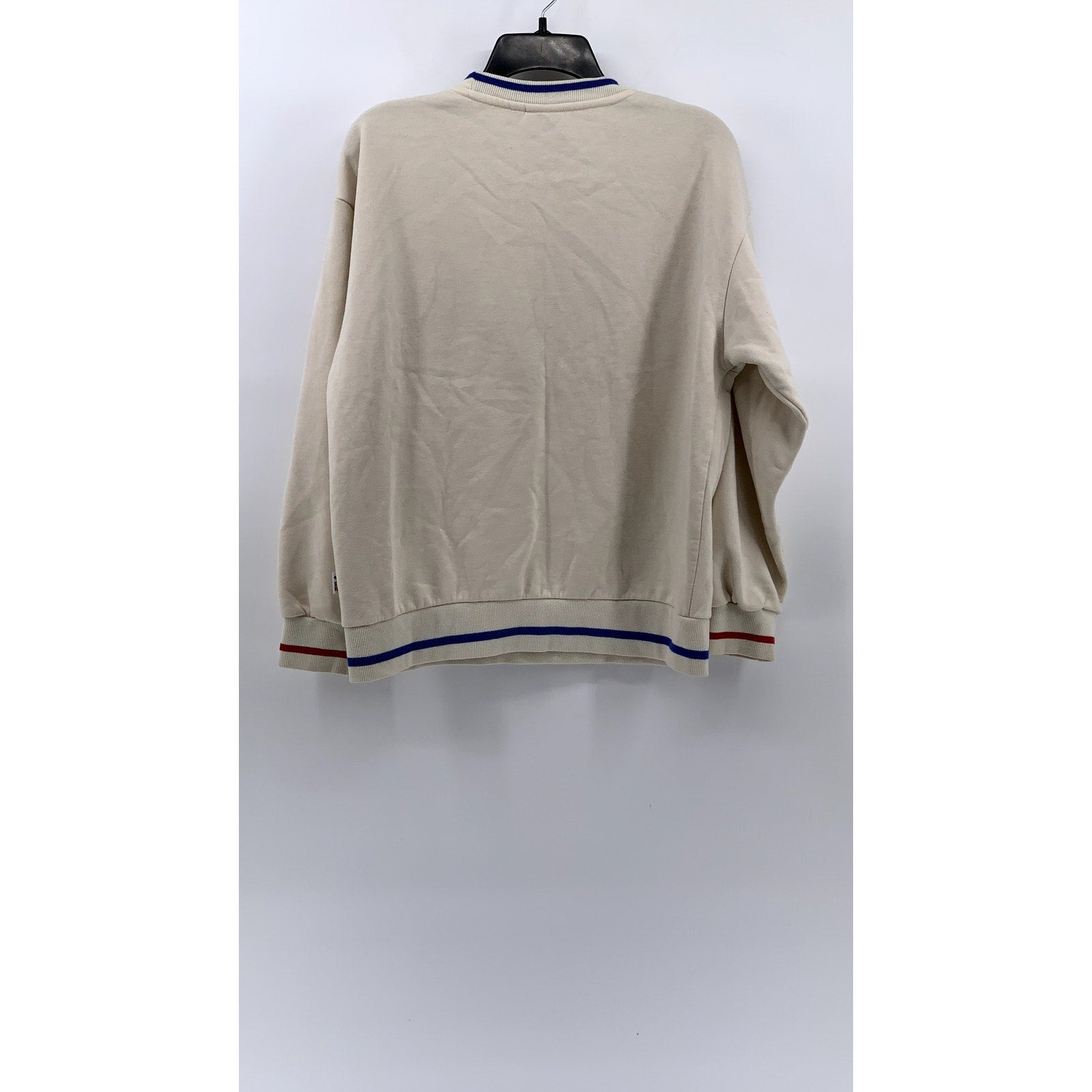 FILA Women's Beige Vintage Crewneck Embroidered Patch Logo Sweatshirt SZ M