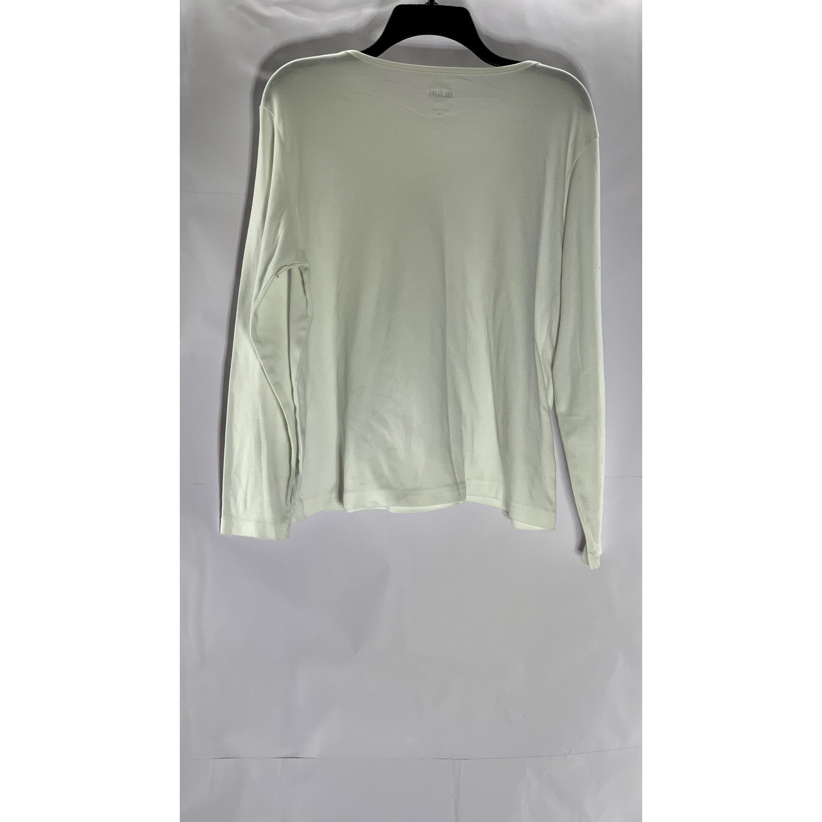 BLAIR Women's White Solid Scoop-Neck Casual Pointelle Long Sleeve Top SZ M
