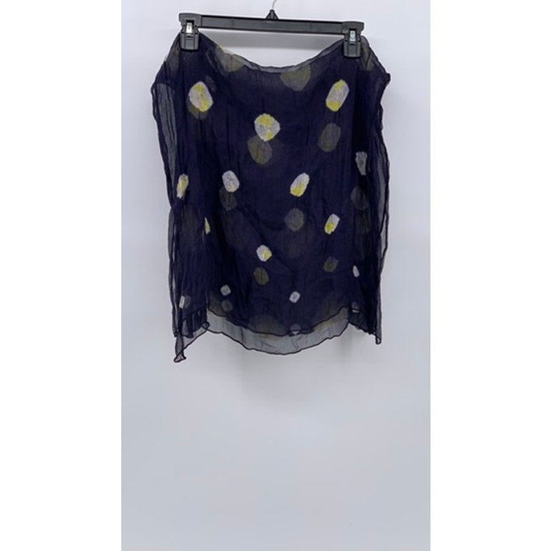UNBRANDED Women’s Navy-Yellow Circle Sheer Scarf