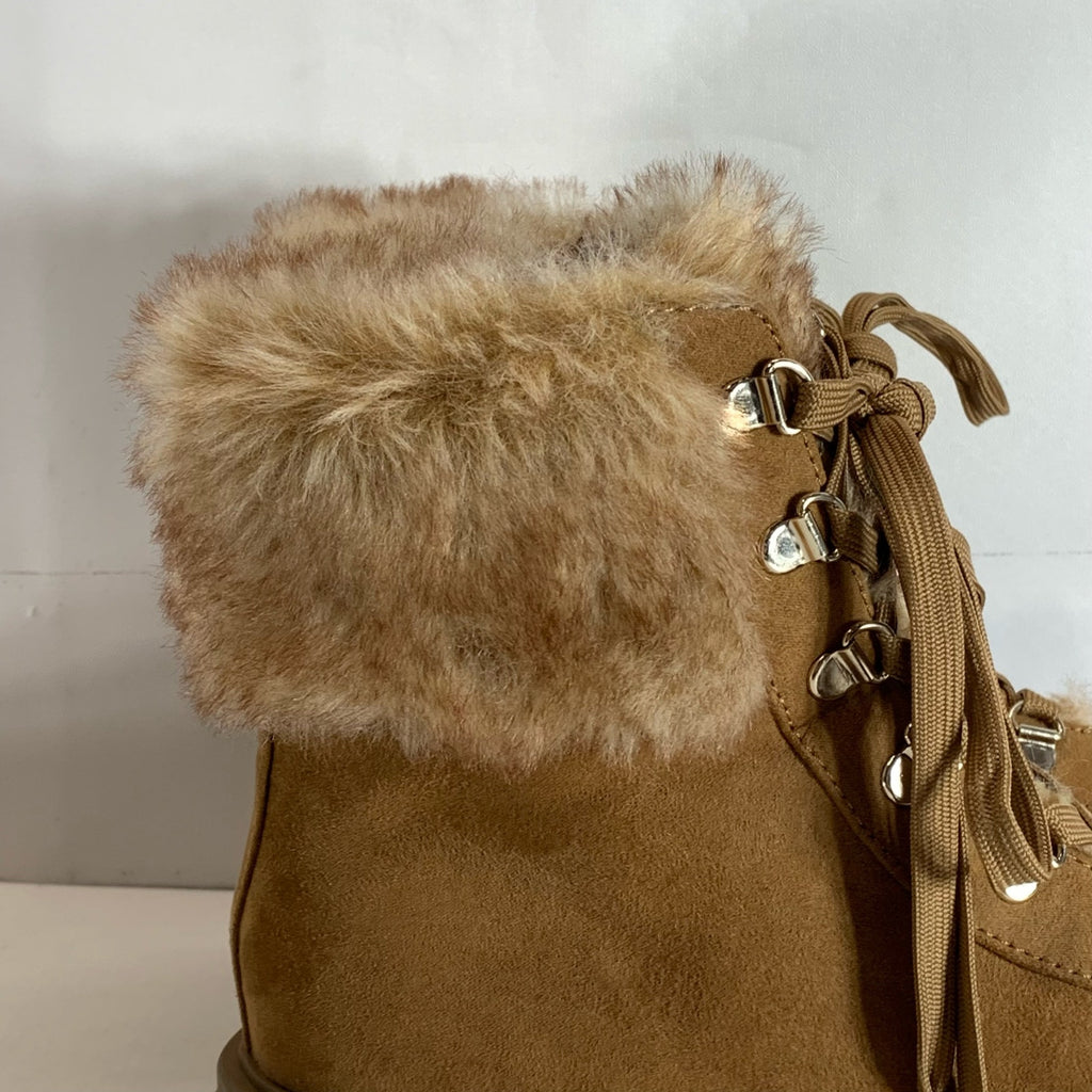 SUN+STONE Women's Tan Orlaa Faux-Fur Cold Weather Lug Sole Boots SZ 8