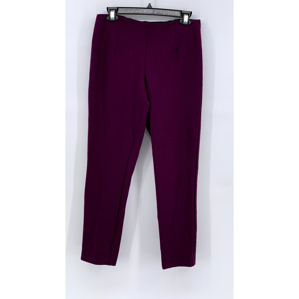 CALVIN KLEIN Women's Burgundy Solid Pull-On Ankle Pants SZ 10